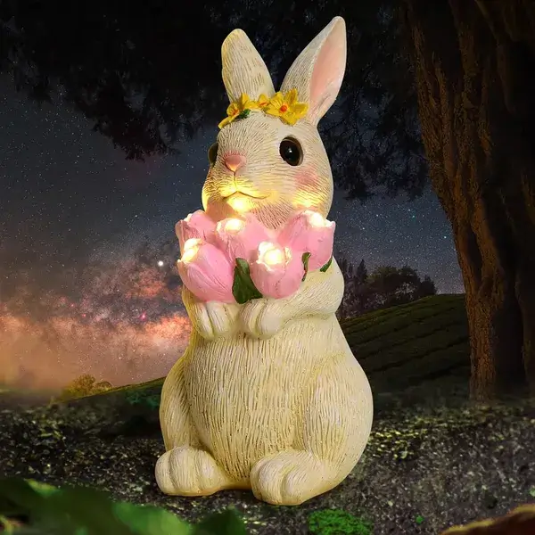 sm24026 solar rabbit statue with light (1)