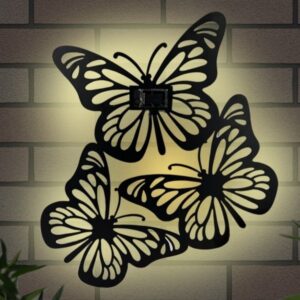 sm24454 metal butterfly solar wall decor