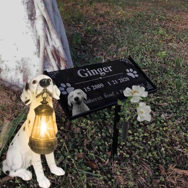sm24713 spotted dog statue solar light