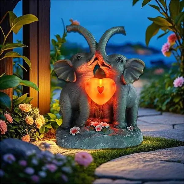 sm24895 vibrant elephant solar resin statue (2)