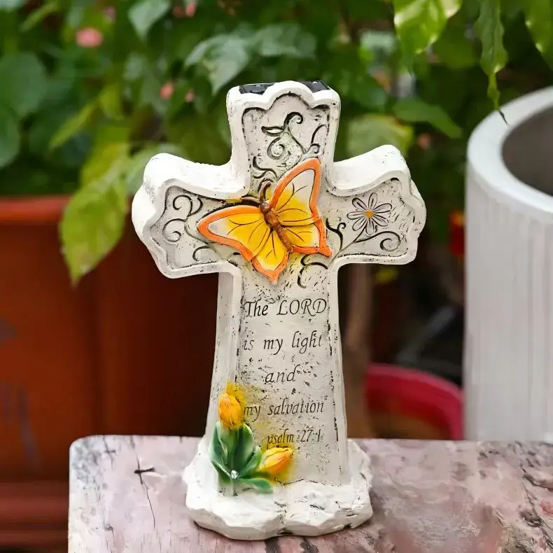 sm25005 custom made grave cross statue solar light (1)