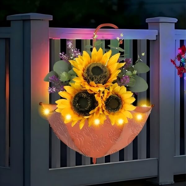 sm25815 solar powered flower umbrella lamp