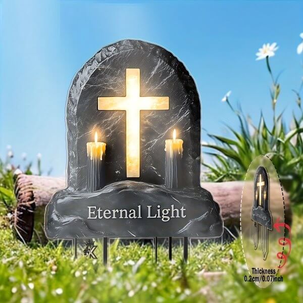 solar candle headstone