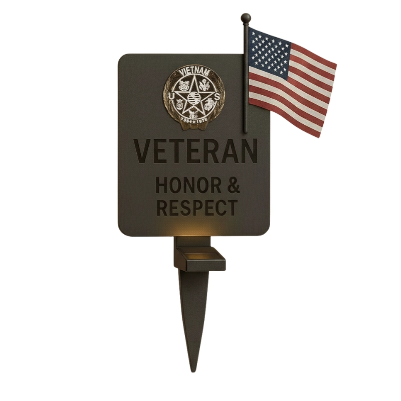 custom veteran solar grave marker vitnam war design 1