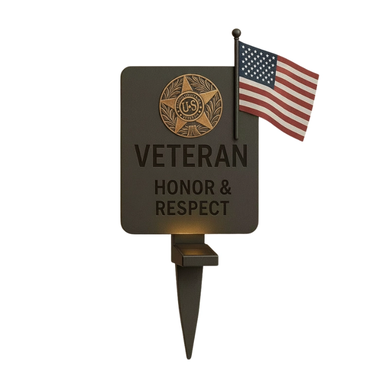 custom veteran solar grave marker vitnam war design 2