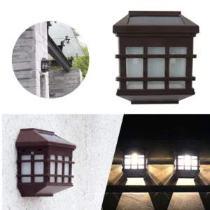 SM221038 Pack of 2 Plastic PP Lantern-Style Solar Hanging Fence Lights