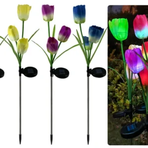 SM221040 Plastic PP Tulip Flower Solar Stake Light