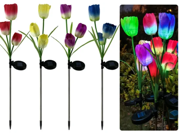 SM221040 Plastic PP Tulip Flower Solar Stake Light