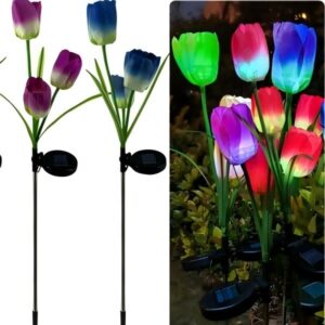 sm221040 pp plastic tulip flower solar stake light