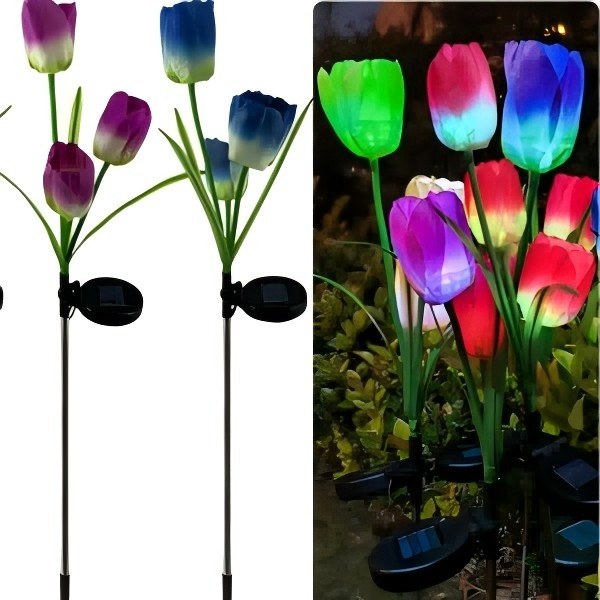sm221040 pp plastic tulip flower solar stake light