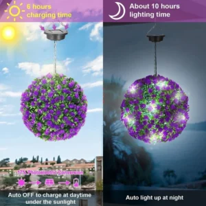 SM221042 Solar 20LED Plastic PP+PE Flower Ball Globe Chandelier Hanging Light