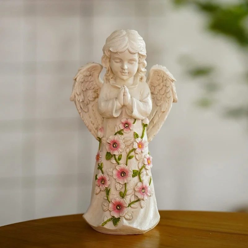 SM221046 Solar Angel Resin Statue Freestanding Light_2
