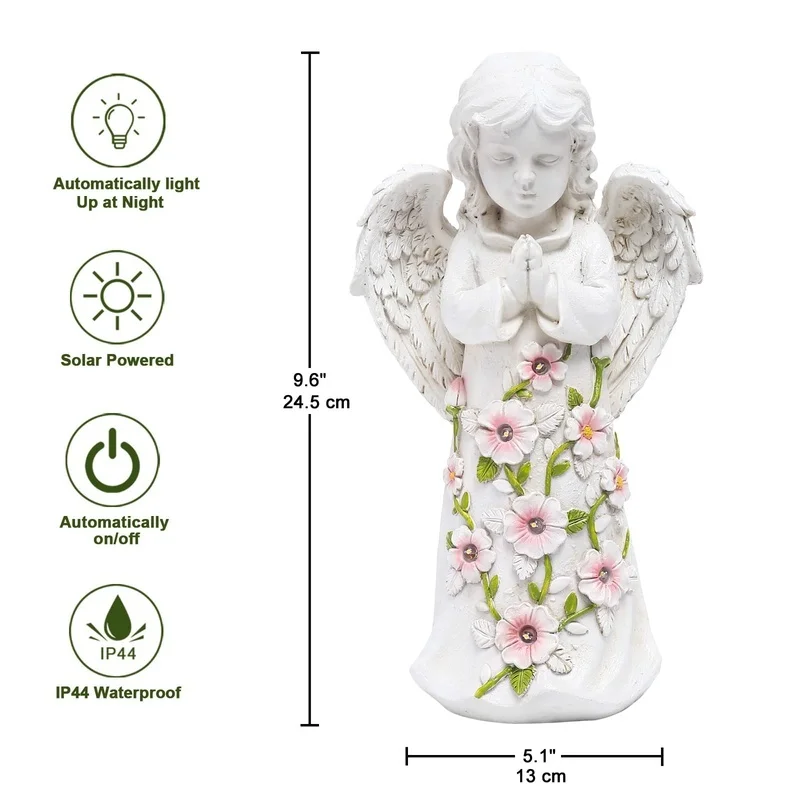SM221046 Solar Angel Resin Statue Freestanding Light_3
