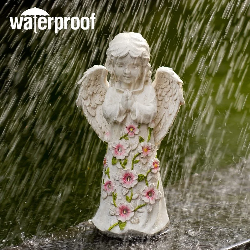 SM221046 Solar Angel Resin Statue Freestanding Light_6