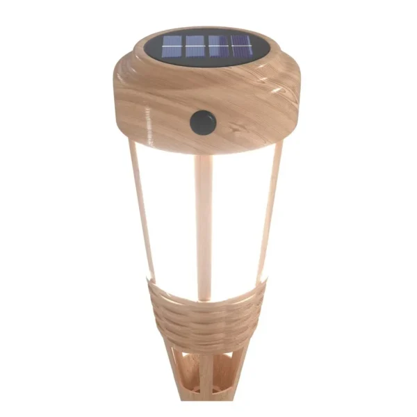 SM221049 Pack of 2 Bamboo Solar Stake Lights with Three Lighting Modes, Plastic ABS