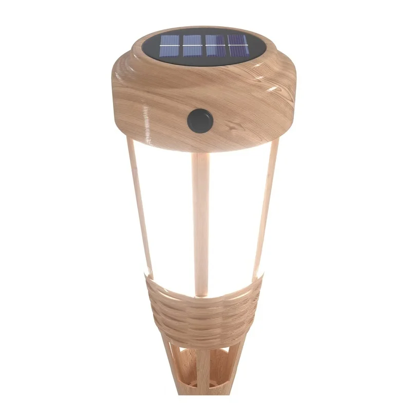 SM221049 Pack of 2 Bamboo Solar Stake Lights with Three Lighting Modes, Plastic ABS
