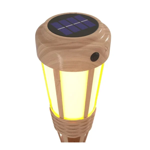SM221049 Pack of 2 Bamboo Solar Stake Lights with Three Lighting Modes, Plastic ABS_2