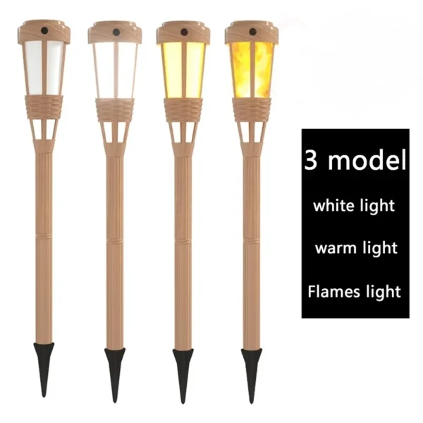 SM221049 Pack of 2 Bamboo Solar Stake Lights with Three Lighting Modes, Plastic ABS_3