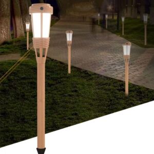 sm221049 bamboo + abs plastic solar stake lights (pack of 2)