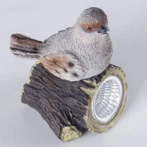 SM221052 Solar Resin Statue - Bird & Stump Shape Freestanding Animal Light