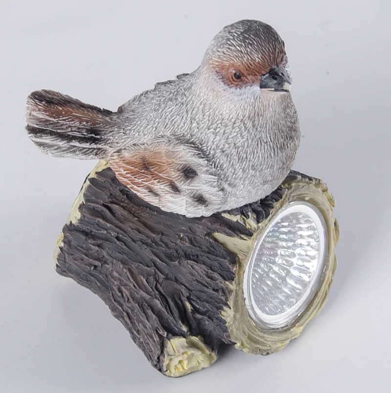 SM221052 Solar Resin Statue - Bird & Stump Shape Freestanding Animal Light