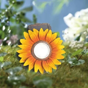 SM221055 Solar Sunflower Resin Statue Garden Freestanding Light_2