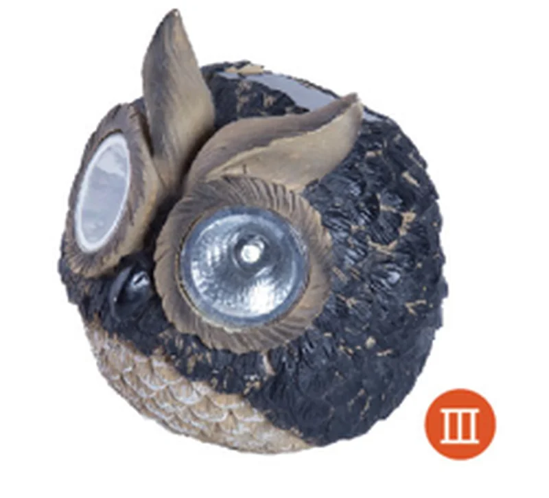 SM221057 Solar Owl Bird Resin Statue Garden Freestanding Animal Light
