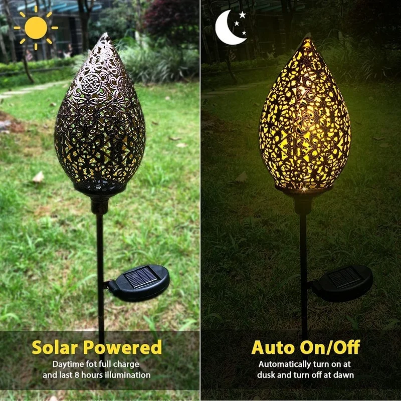 SM221064 Hollow-Out Plastic PP Decorative Solar Stake Lantern Light