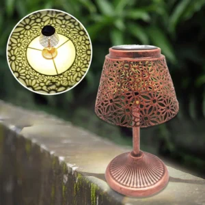 SM221067 Decorative Metal Iron Solar Table Lamp for Tabletop Lighting