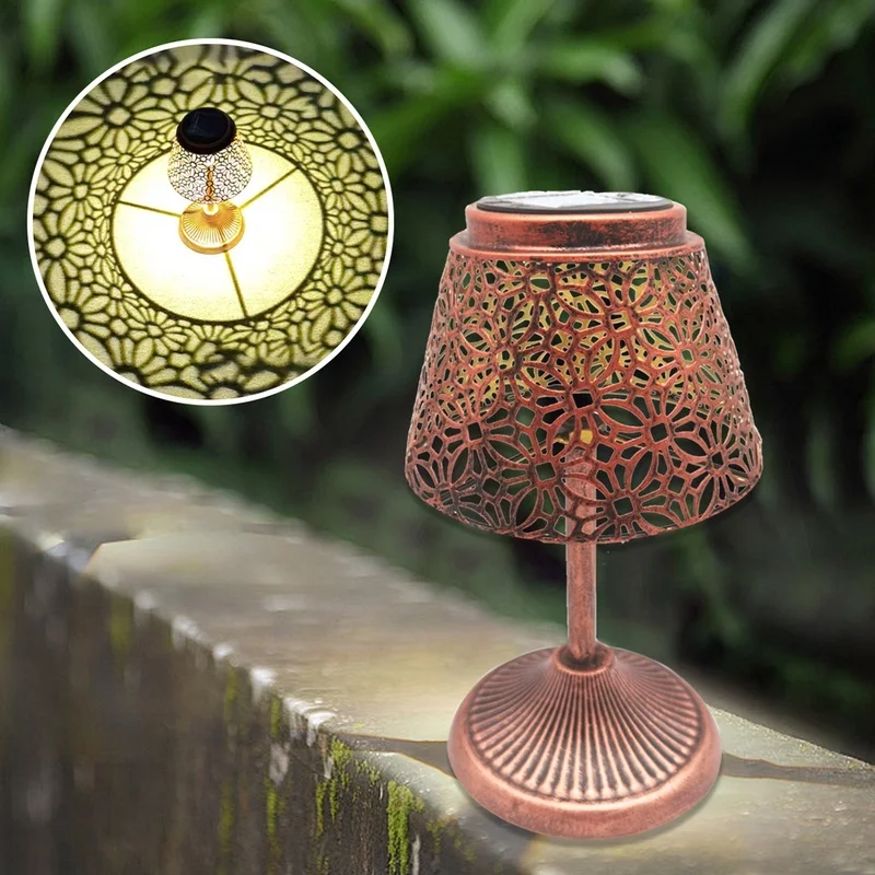 SM221067 Decorative Metal Iron Solar Table Lamp for Tabletop Lighting