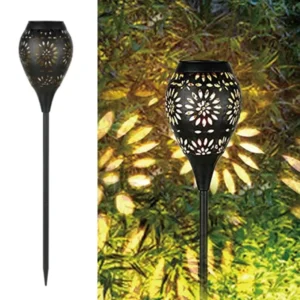 SM221069 Hollow-out Metal Iron Solar Stake Lantern Light