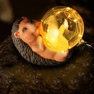 SM221071 Resin Hedgehog Garden Ornament with Solar Freestanding Light_2