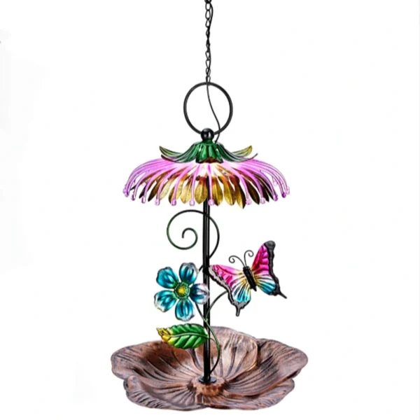 SM221089 Solar Butterfly Metal Iron Hanging Bird Feeder Light for Animals_2