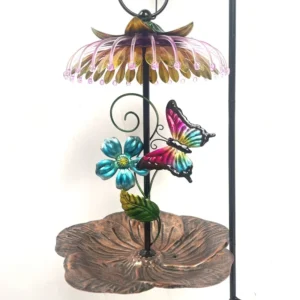 SM221089 Solar Butterfly Metal Iron Hanging Bird Feeder Light for Animals_4