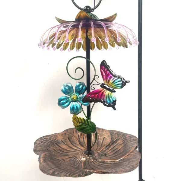 SM221089 Solar Butterfly Metal Iron Hanging Bird Feeder Light for Animals_4
