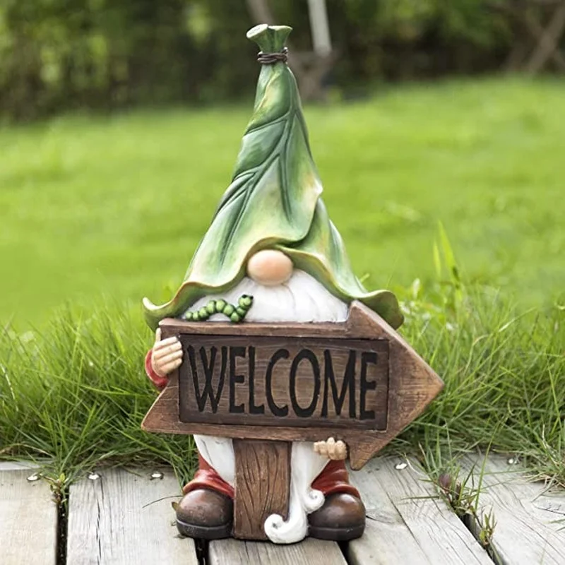 SM221090 LED Solar Resin Statue - Freestanding Dwarf Gnome Light_2