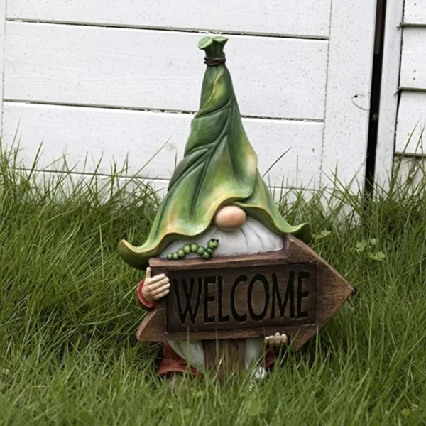 SM221090 LED Solar Resin Statue - Freestanding Dwarf Gnome Light_4