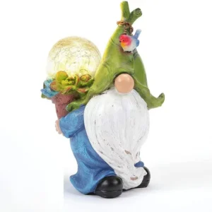 SM221092 Freestanding Solar Gnome Resin Statue with LED Lights
