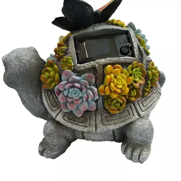 SM221130 Solar Turtle Resin Statue with Succulent Garden Decoration and Freestanding Light_2