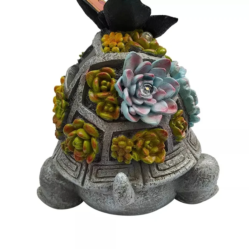 SM221130 Solar Turtle Resin Statue with Succulent Garden Decoration and Freestanding Light_3
