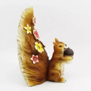 SM221132 Solar Powered Resin Squirrel Statue - Freestanding Light Animal Sculpture_5