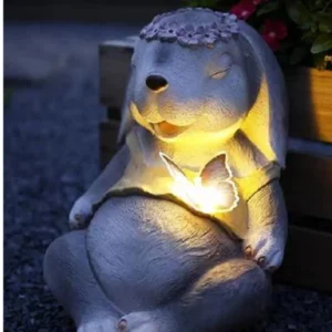SM221139 Plastic PP Solar Rabbit Resin Freestanding Animal Light Statue
