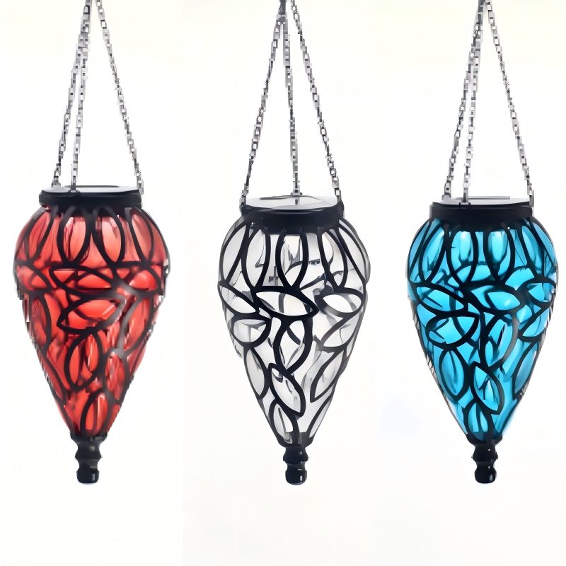 sm221142 metal iron+pet 15led hanging lantern solar light