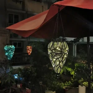 SM221142 15LED Solar Hanging Lantern with Metal Iron + Plastic PET