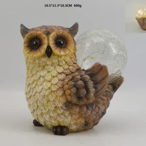 SM221144 Solar Owl Bird Resin Statue Garden Light Freestanding Animal Lamp