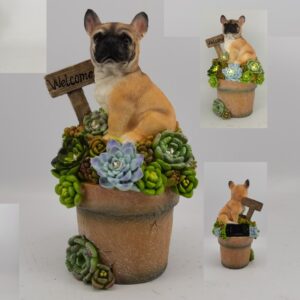 sm221148 resin puppy freestanding solar welcome sign garden light