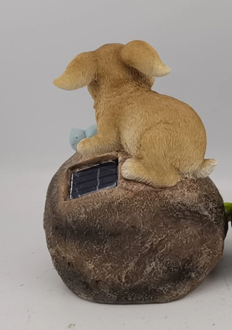 SM221151 Solar Rabbit Resin Statue Freestanding Garden Light Animal_3