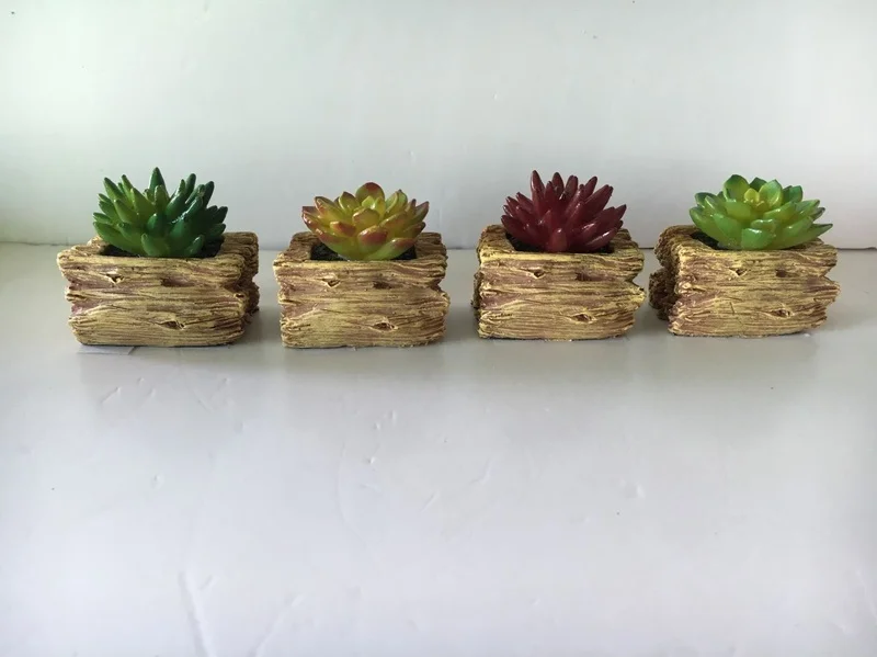 SM221194 Small Textured Bronze Resin Statue - Succulent Solar Decorative Freestanding Light