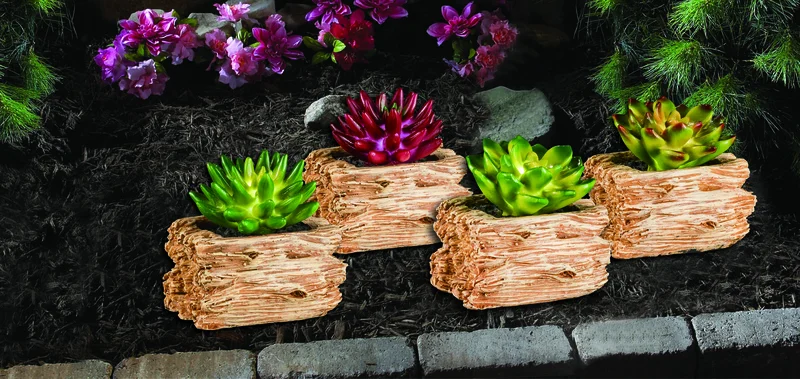 SM221194 Small Textured Bronze Resin Statue - Succulent Solar Decorative Freestanding Light_4