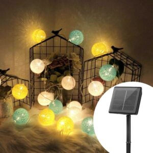 sm221218 10 led plastic cotton ball solar globe string lights